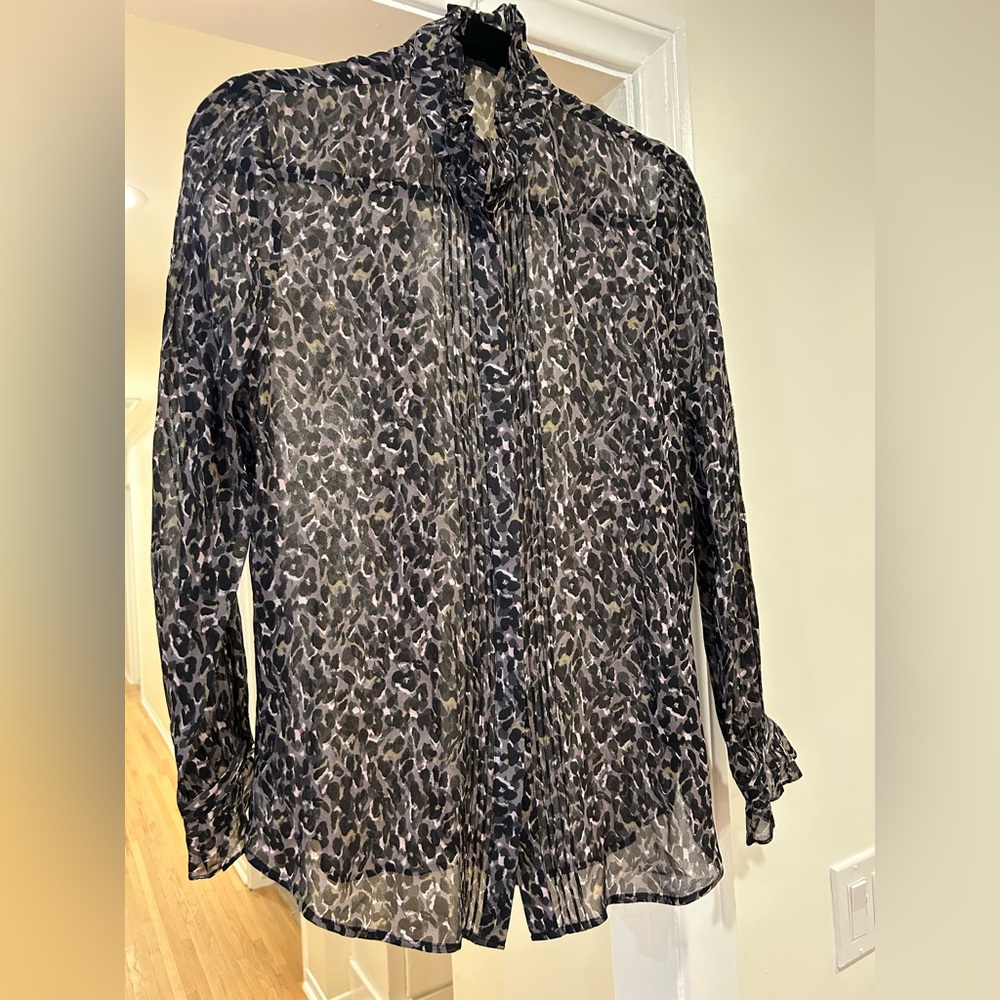 All Saints Louise Waterloo contemporary leopard print blouse,  Size M
